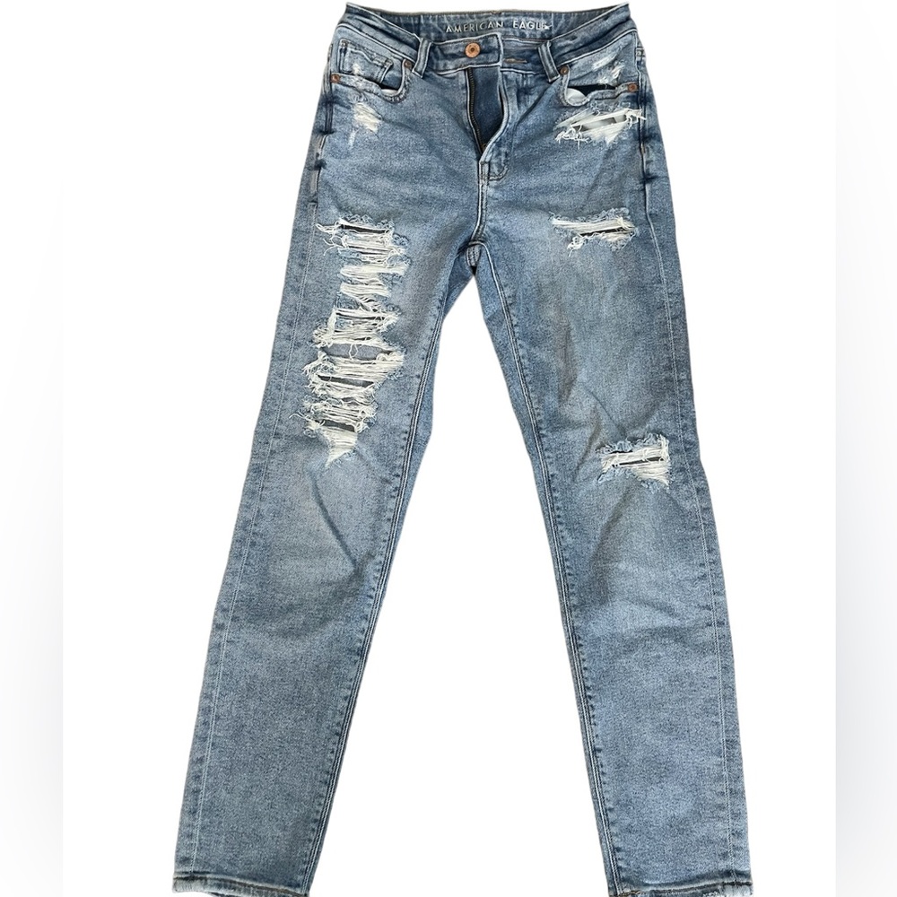 Size 00 Regular American Eagle Outfitters Ripped Stretchy Mom Jeans